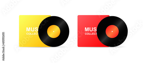 Musical records. Flat, color, vinyl records. Vector icons.