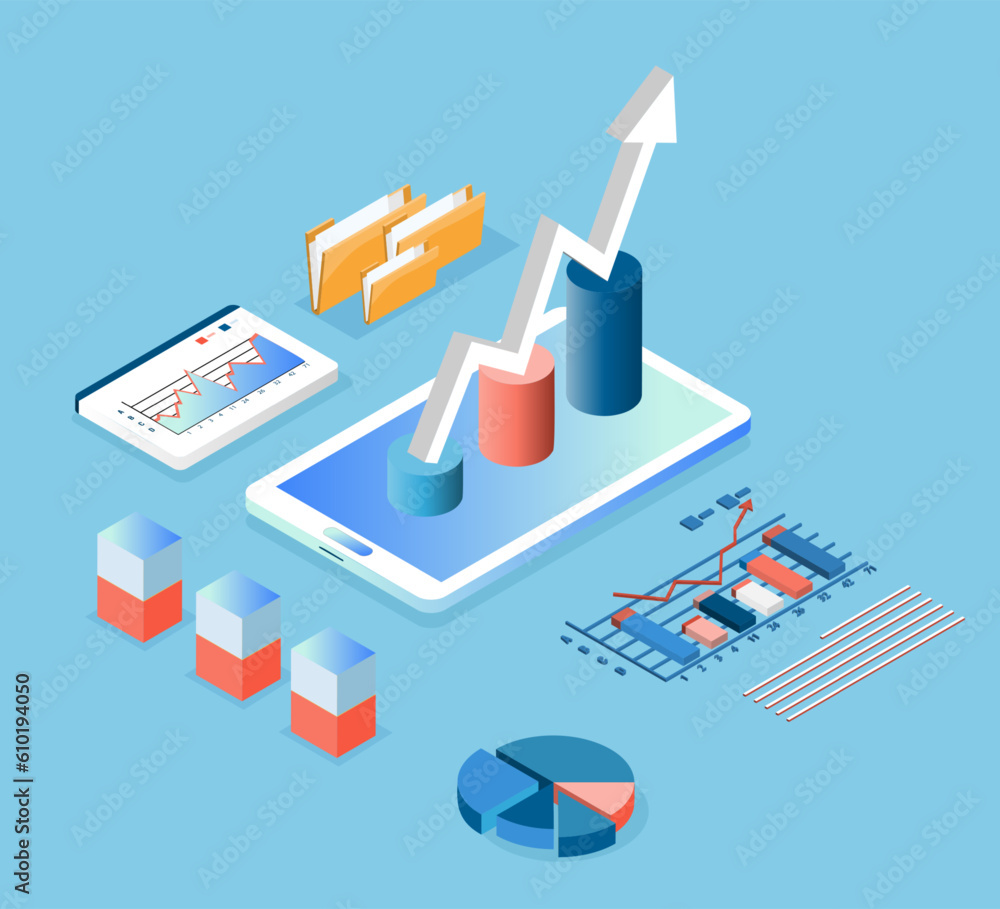 Business analysis technology concept. isometric vector illustration.
