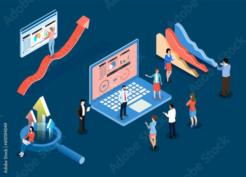 Business people team and magnifier icon web search engine optimization business ecommerce seo concept web landing page