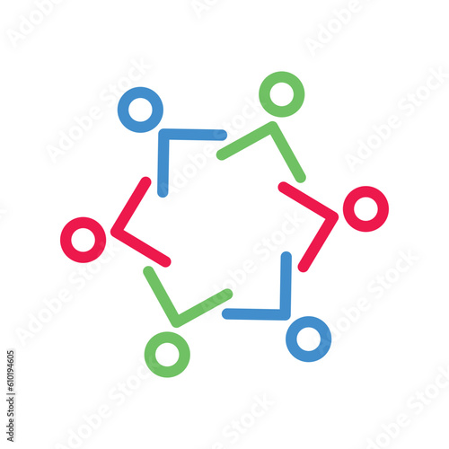 6 People togetherness and community concept logo abstract vector illustration eps