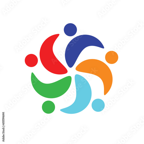 5 People togetherness and community concept logo abstract vector illustration eps
