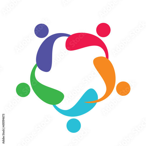 5 People togetherness and community concept logo abstract vector illustration eps