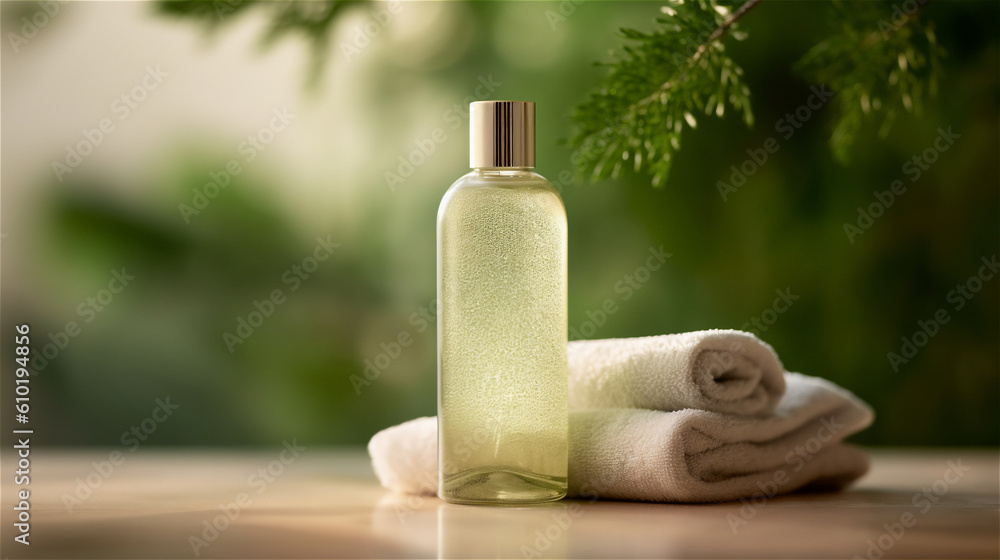 Mock up with bathroom background for bath products or cosmetic products for product presentation and advertising, generative AI Mock up with bathroom background for bath products or cosmetic products for product presentation and advertising, generative AI
