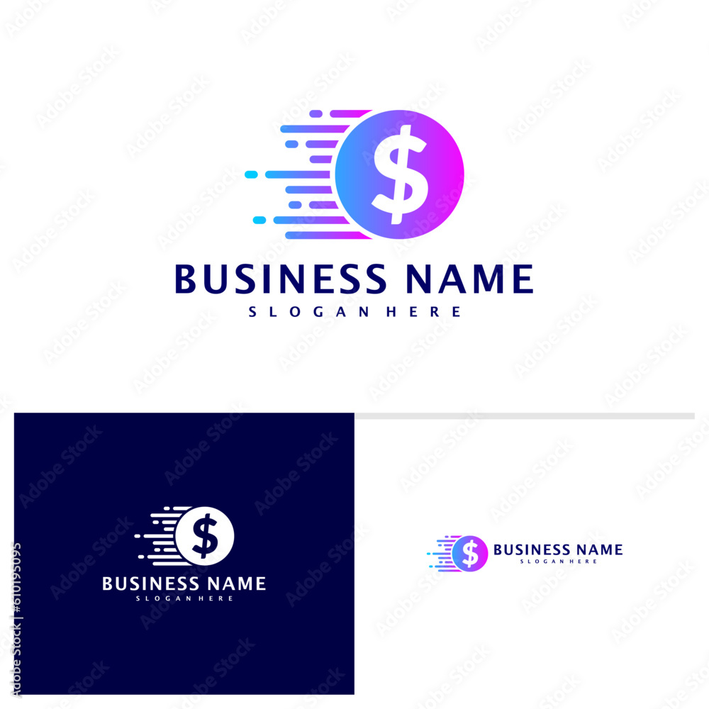 Fast money logo Design Concept Vector. Fast Coin logo Template Fast money logo Design Concept Vector. Fast Coin logo Template