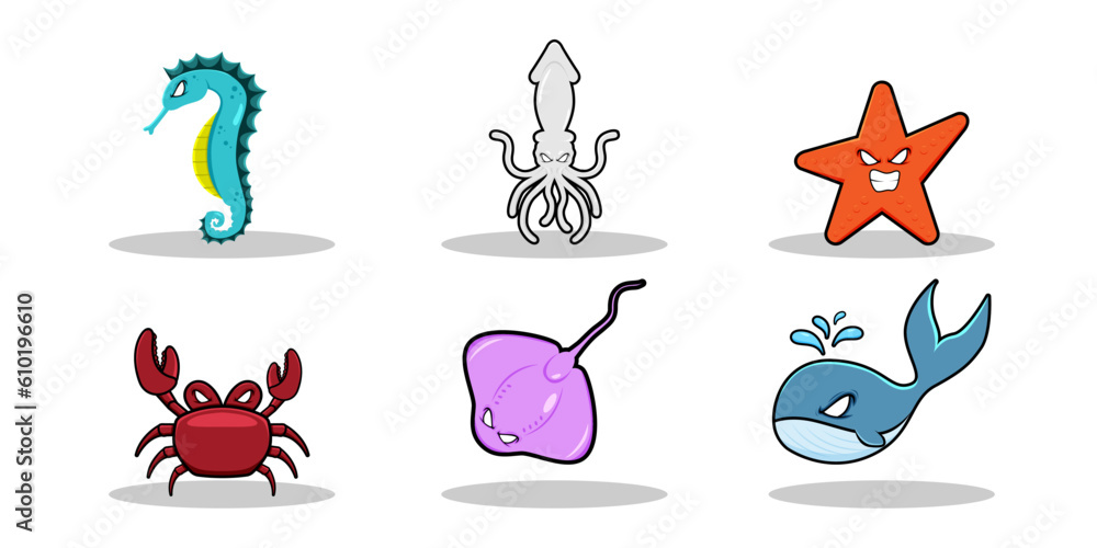 Fototapeta premium Vector monster fish character design for graphic designer make card, website, banner, brochure, leaflet, placard, and print.