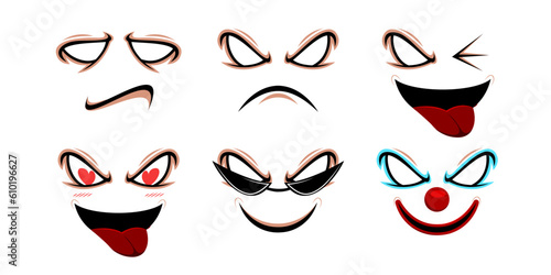 Ghost faces show various emotions for graphics designer create artworks in various events