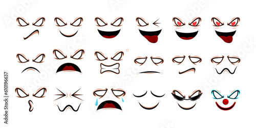 Ghost faces show various emotions for graphics designer create artworks in various events