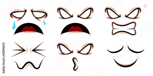 Ghost faces show various emotions for graphics designer create artworks in various events