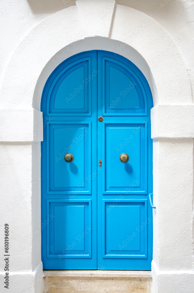 Typical blue doorway of a mediterranean house