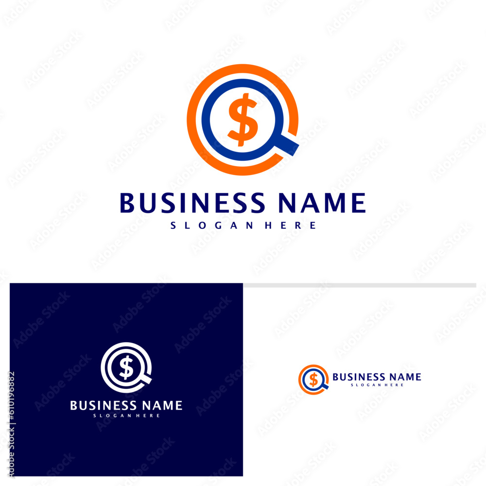 Find Money logo Design Concept Vector. Search Coin logo Template