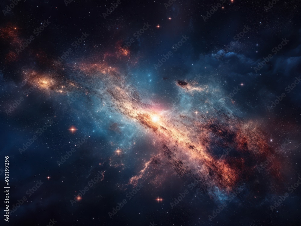 Night sky Universe filled with stars and nebula Galaxy abstract cosmos background. Created with Generative AI technology