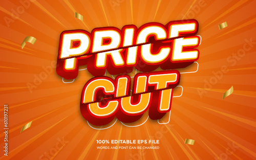 Price Cut 3d editable text style effect	