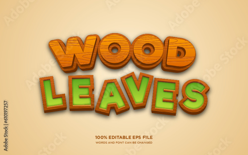 Wood Leaves 3D editable text style effect	
