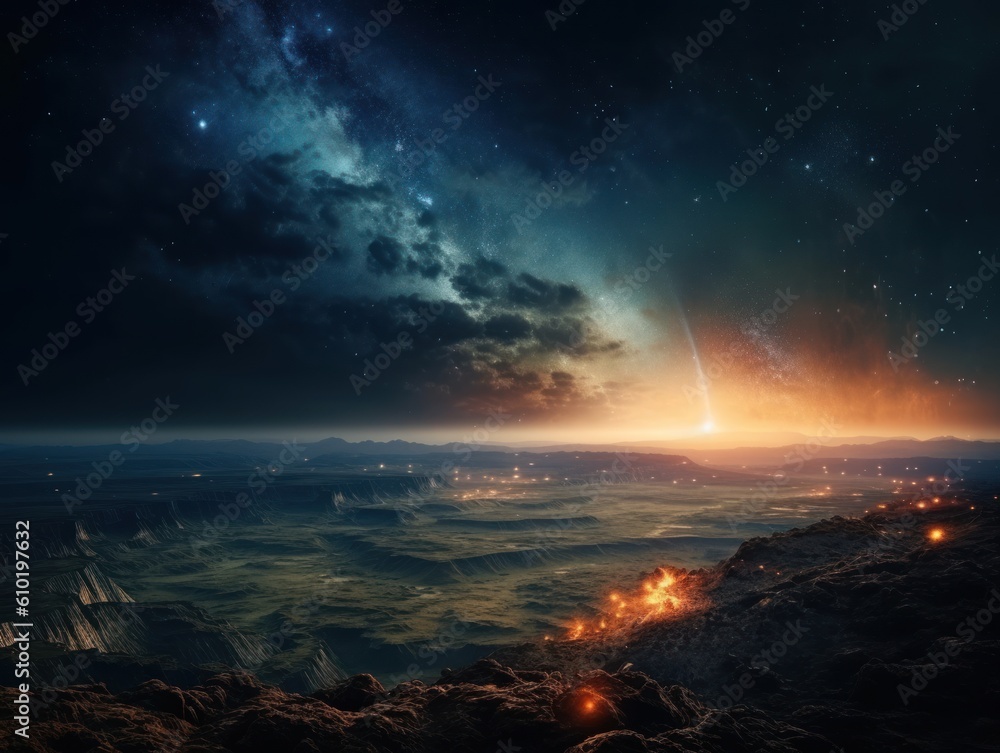 Night sky Universe filled with stars and nebula Galaxy abstract cosmos background. Created with Generative AI technology Night sky Universe filled with stars and nebula Galaxy abstract cosmos background. Created with Generative AI technology