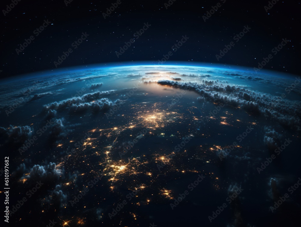 Fototapeta premium Night sky Universe filled with stars and nebula Galaxy abstract cosmos background. Created with Generative AI technology