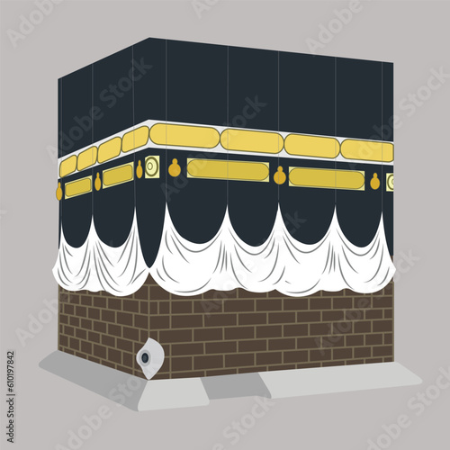 Vector holy kaaba in mecca saudi arabia, hand drawn sketch vector illustration.