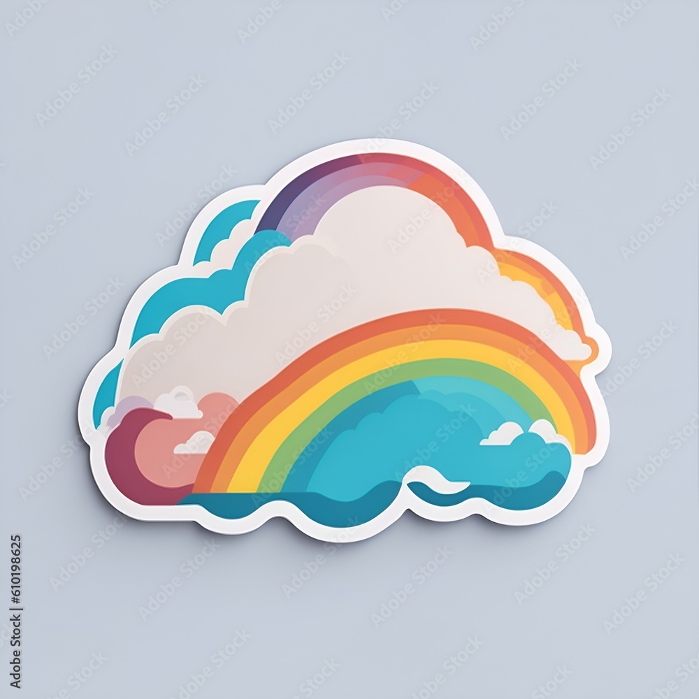 Sticker rainbow and clouds 