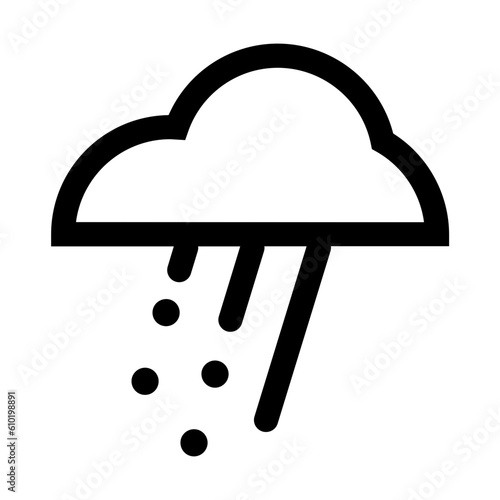 Black single hail line icon, simple freezing rain weather flat design vector pictogram, infographic vector for app logo web website button banner ui ux interface elements isolated on white background