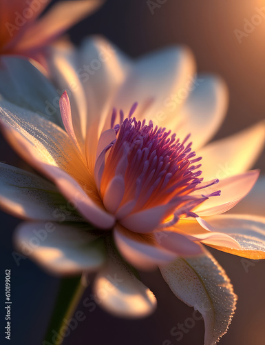 delicate flower blooming in the morning sunlight