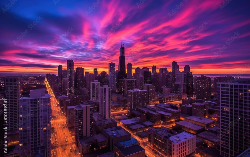 Fototapeta premium city skyline at sunset