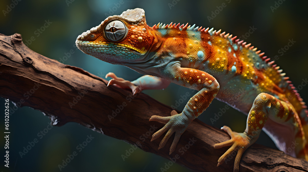 Gecko as it perches on a branch, blending seamlessly with its surroundings Gecko as it perches on a branch, blending seamlessly with its surroundings