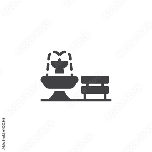 Bench and fountain vector icon