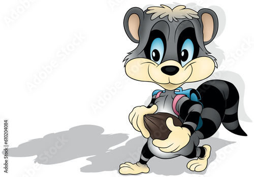 Blue-eyed Raccoon with a Sc...