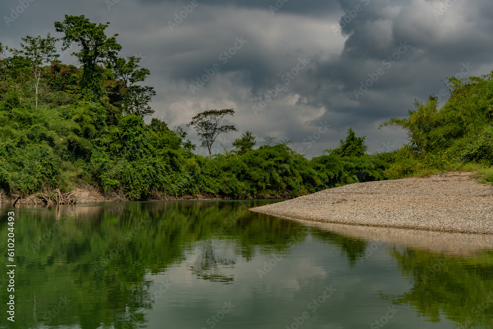 Landscape of the Usumacinta river, the international geographic border between Mexico and Guatemala. Landscape of the Usumacinta river, the international geographic border between Mexico and Guatemala.