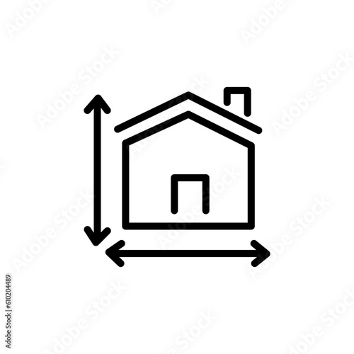 House size editable stroke outline icon isolated on white background flat vector illustration. Pixel perfect. 64 x 64.