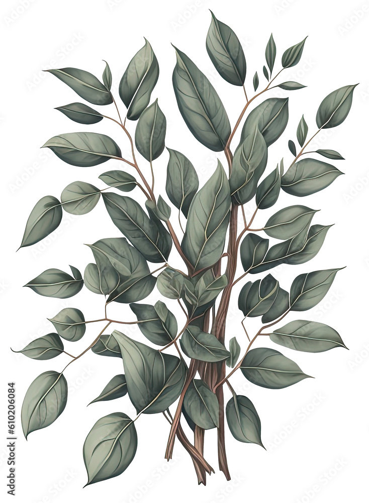 Watercolor green leave. Generative AI Watercolor green leave. Generative AI
