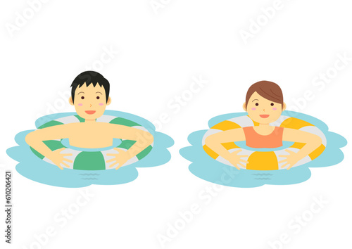 海水浴イラスト_水遊びする男女のイラスト_2
