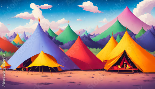 A Joyful and Colorful Atmosphere of a Grand Traveling Circus. Fairy Tale Characters. Tents. Children s Delight. Generative AI