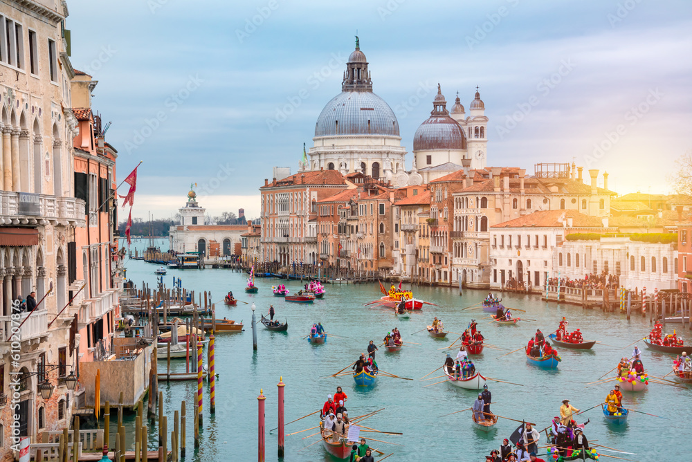 Grand Canal with gondolas in Venice, Italy