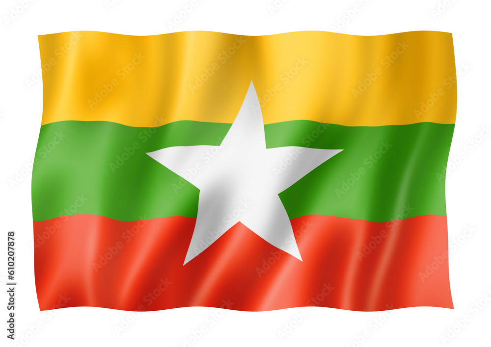 Burma Myanmar flag isolated on white Burma Myanmar flag isolated on white