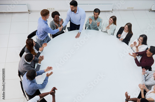 young group of businesspeople in team meeting