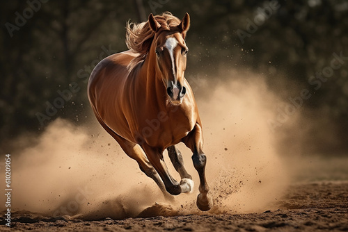 the horse is galloping at a beautiful sight, Generative AI