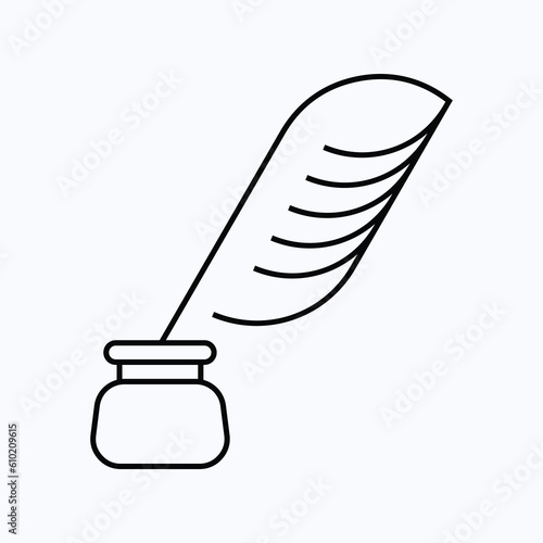 The feather pen icon is frequently used in various contexts, including educational websites, writing applications, bookstores, and publishing platforms. eps 10