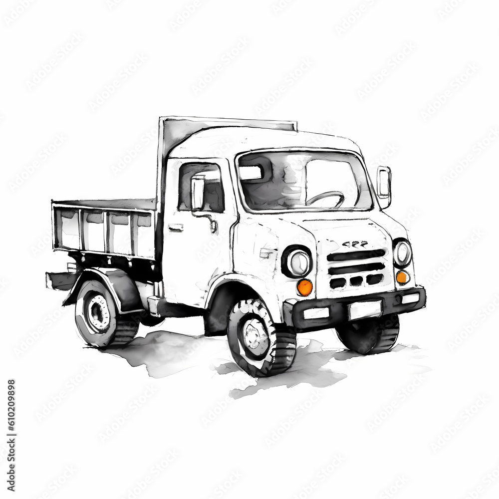 Drawing Truck Cartoon Illustration