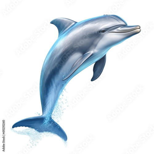 Isolated Dolphin  Marine Animal in Ocean  Transparent Background. Generative AI