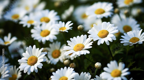 Ai generative.  White daisies as a  background. © Olena Rudo