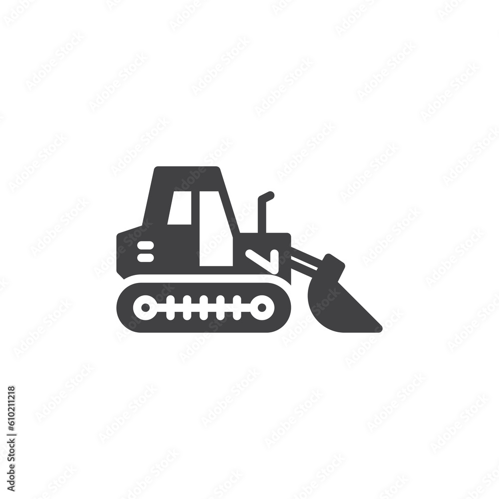 Construction crawler truck vector icon Construction crawler truck vector icon