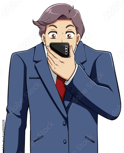Businessman on Smartphone on White