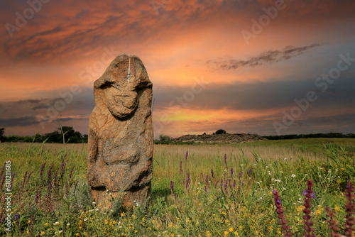 stone idol in steppe photo