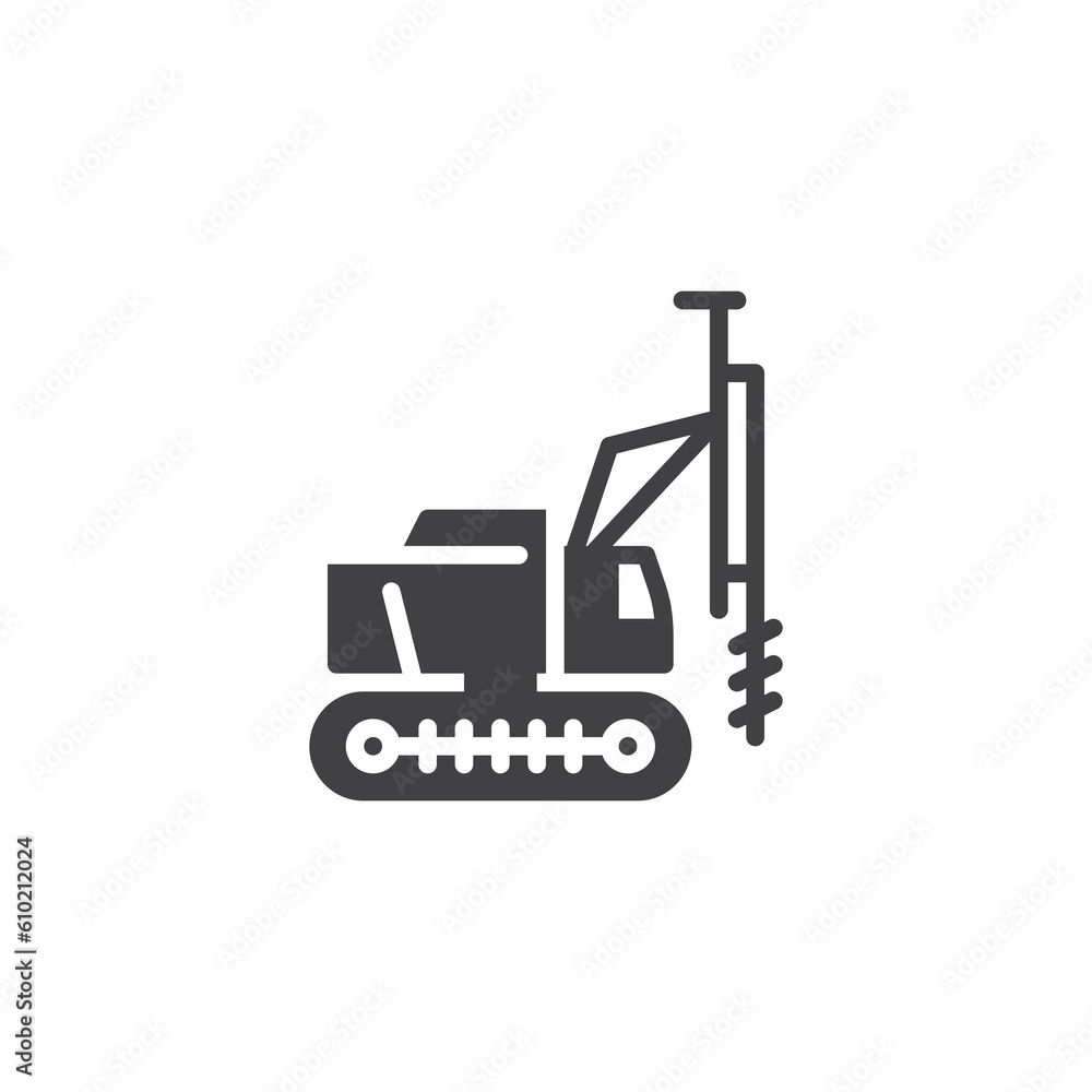 Pile drilling machine vector icon Pile drilling machine vector icon