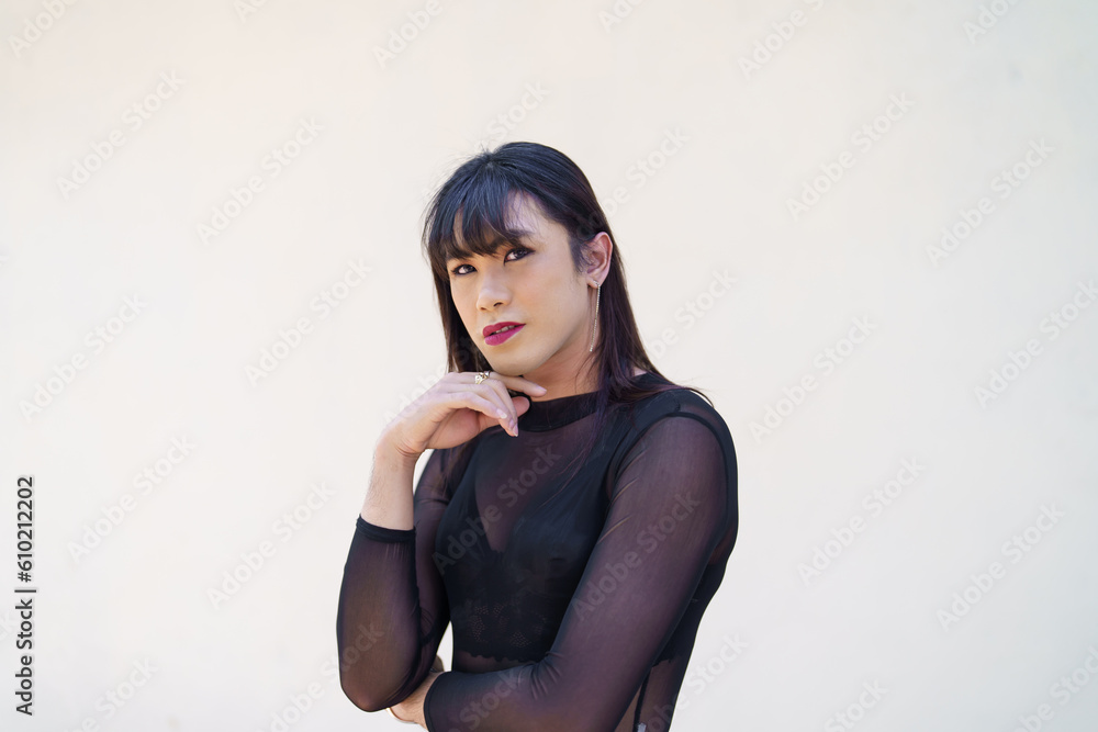 Portrait of Happy Asian transgender. LGBTQIA wearing make up woman clothes. Portrait of Happy Asian transgender. LGBTQIA wearing make up woman clothes.