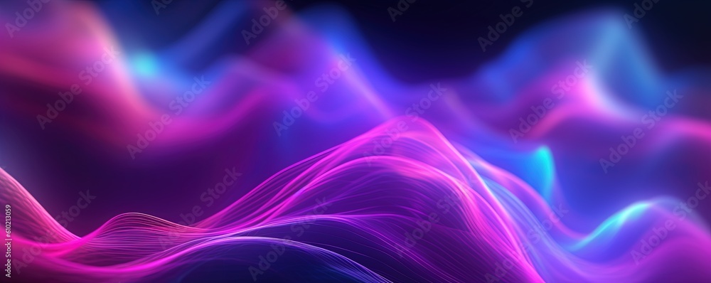 abstract futuristic background with gold PINK blue glowing neon moving high speed wave lines and bokeh lights. Data transfer concept Fantastic wallpaper, Ai Generative