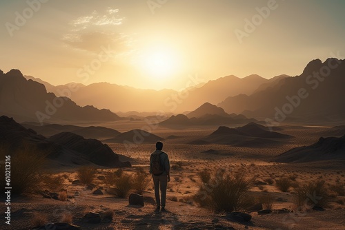 Desert landscape tourist. Generate Ai