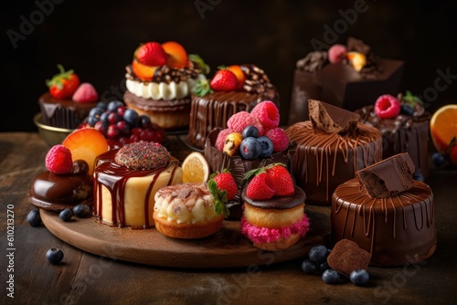 Desert berry cakes assorted. Generate Ai