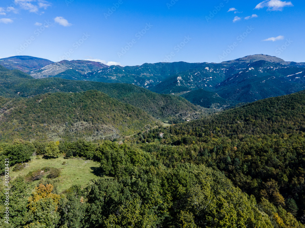 Autumn landscape in La Garrotxa, Girona, Spain.