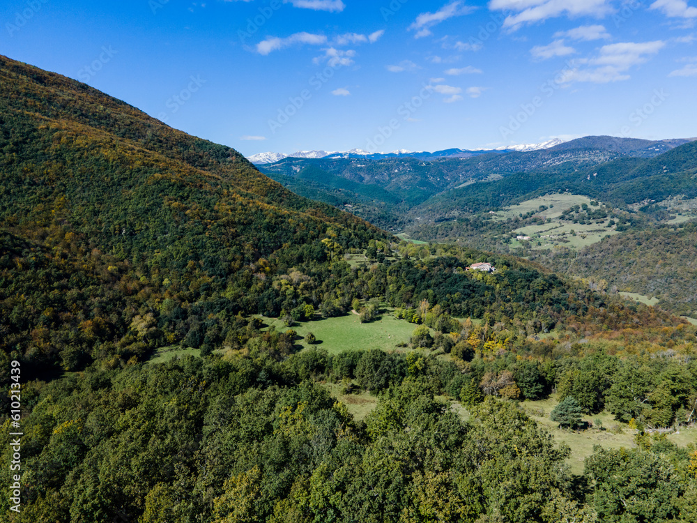 Autumn landscape in La Garrotxa, Girona, Spain.